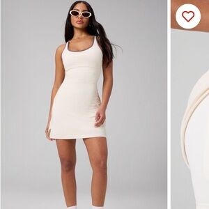 Fabletics Cream Scoop Neck Mini Dress with Contrast Trim